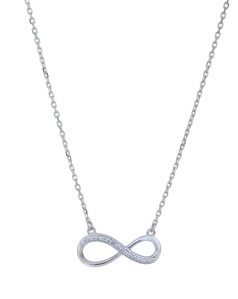 Rhodium Plated With Cz Infinity Necklace : FJN4811