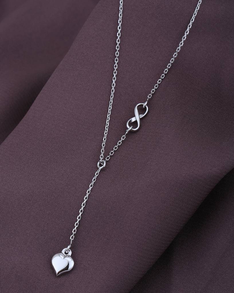 Carlton London Rhodium Plated Dangling Heart With Infinity Necklace : FJN4812