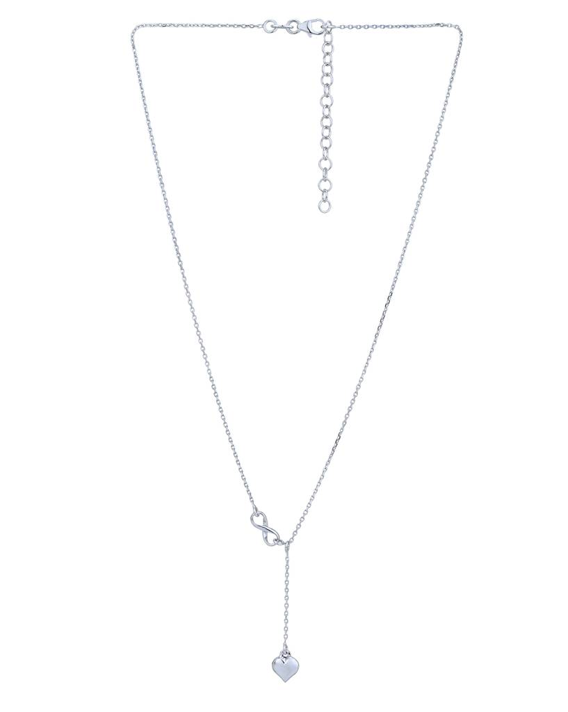 Carlton London Rhodium Plated Dangling Heart With Infinity Necklace : FJN4812