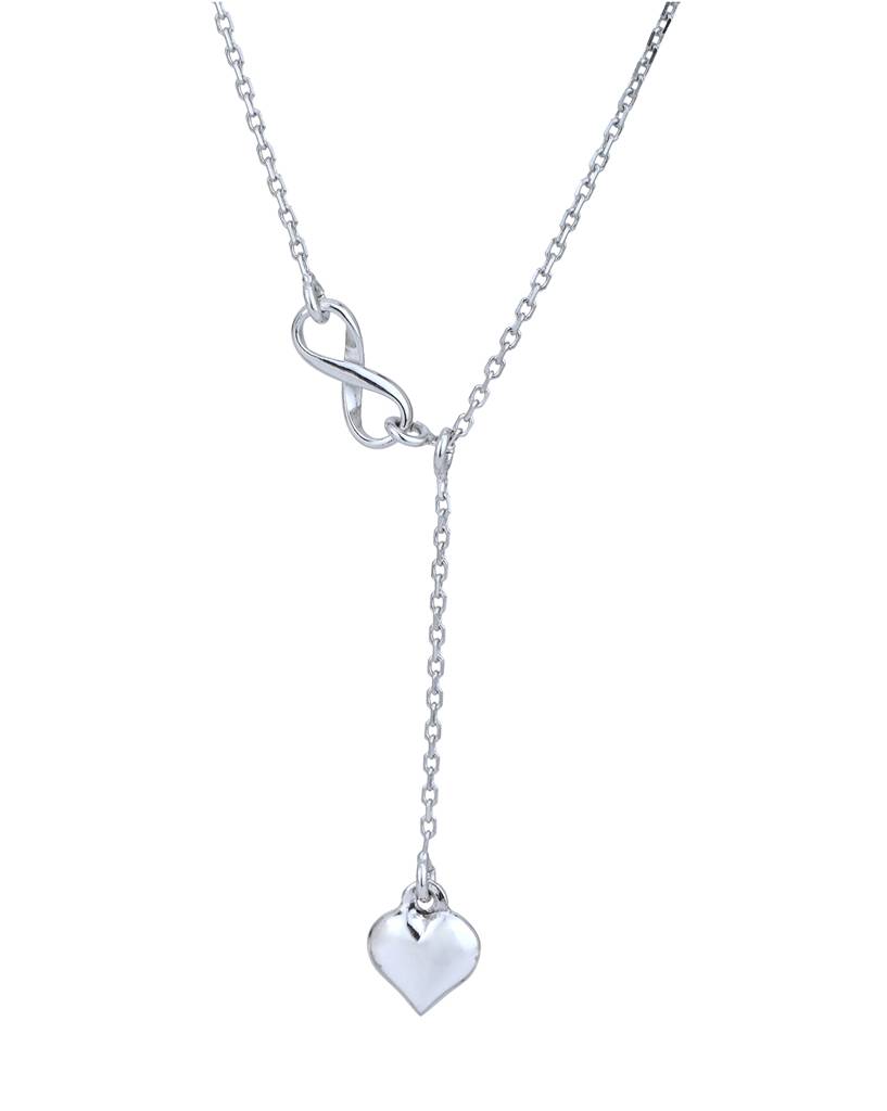 Carlton London Rhodium Plated Dangling Heart With Infinity Necklace : FJN4812
