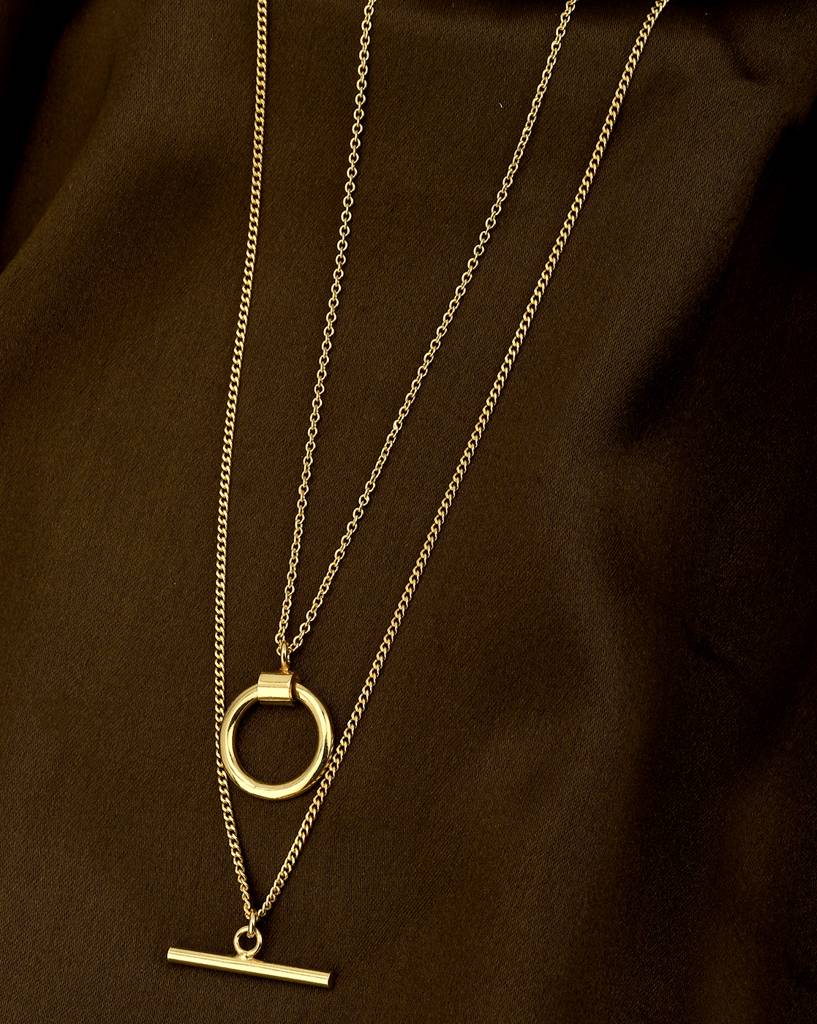 Carlton London 18Kt Gold Plated Double Chain Necklace : FJN4824