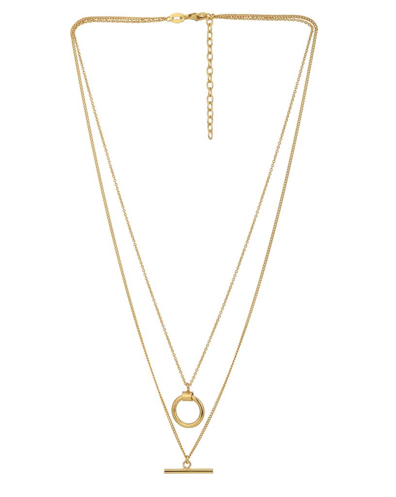 Carlton London 18Kt Gold Plated Double Chain Necklace : FJN4824