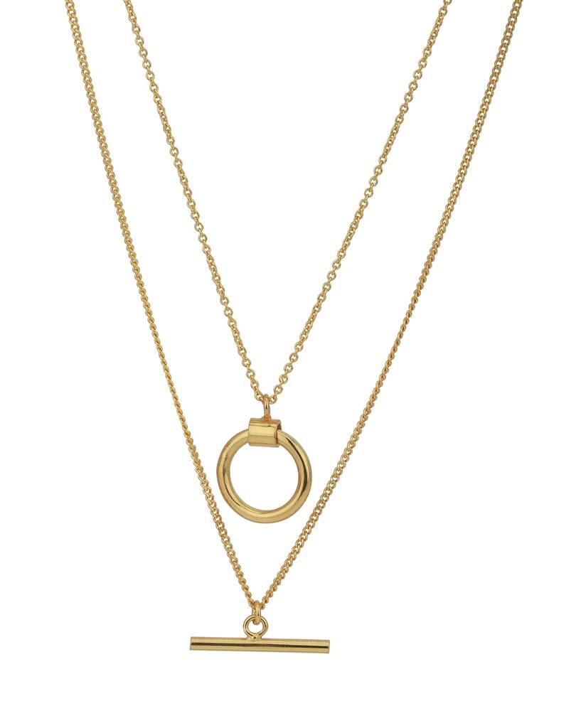 Carlton London 18Kt Gold Plated Double Chain Necklace : FJN4824