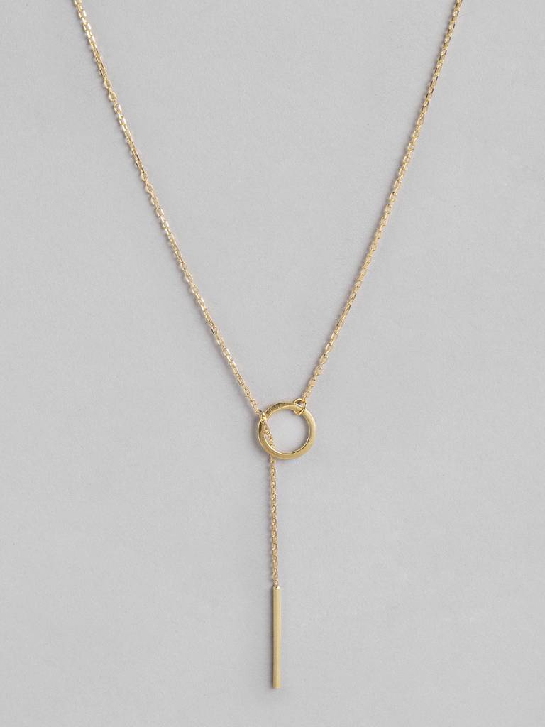 18Kt Gold Plated Dangling Bar Lariat Necklace : FJN4825