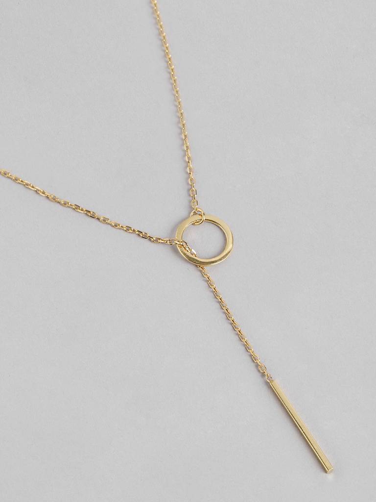 18Kt Gold Plated Dangling Bar Lariat Necklace : FJN4825