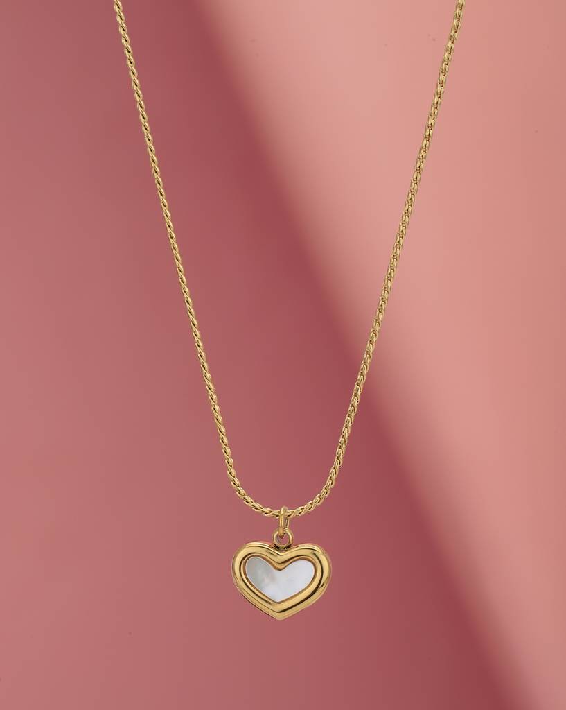 Carlton London Gold-Plated Heart Shaped Stainless Steel Pendant With Chain : FJN4886