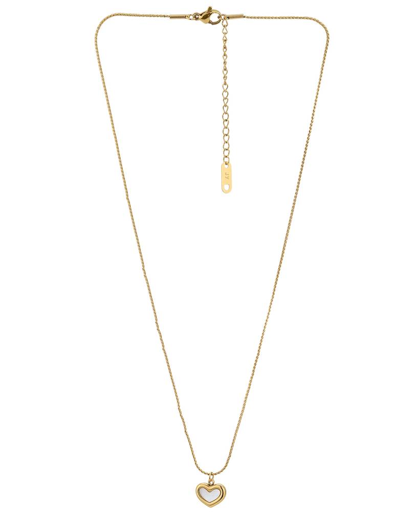 Carlton London Gold-Plated Heart Shaped Stainless Steel Pendant With Chain : FJN4886