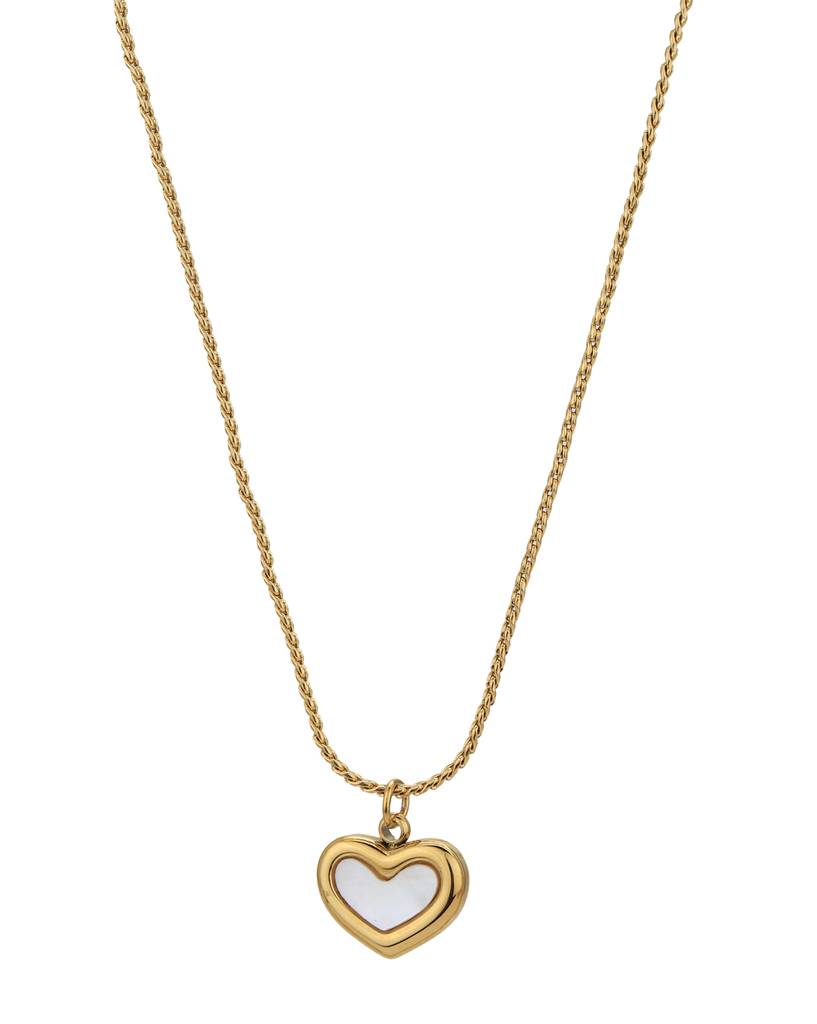 Carlton London Gold-Plated Heart Shaped Stainless Steel Pendant With Chain : FJN4886