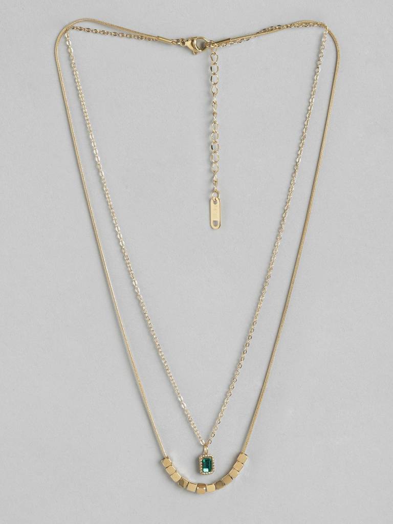 Gold-Plated Stainless Steel Layered Necklace : FJN4889