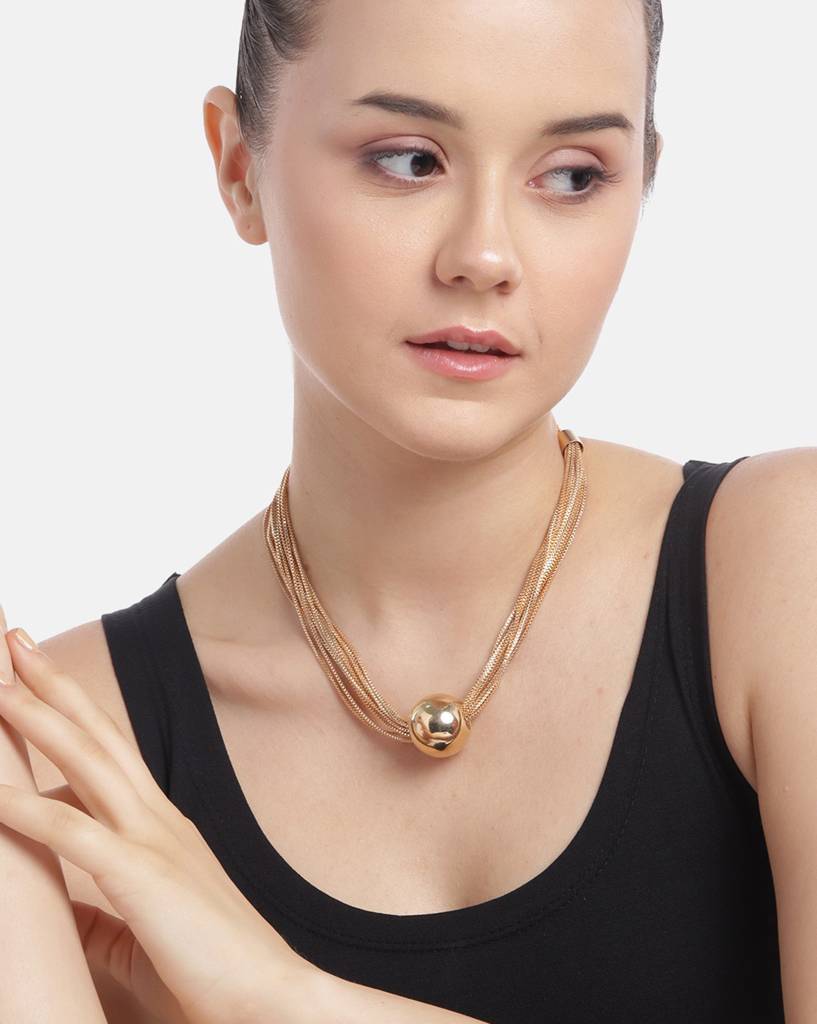 Carlton London Rose Gold-Plated Layered Necklace : FJN4900