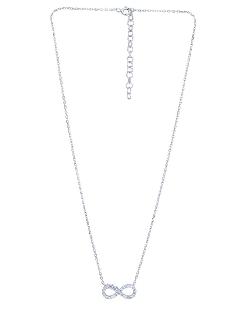 Carlton London Infinity Rhodium-Plated Cz Infinity Necklace : FJN4915