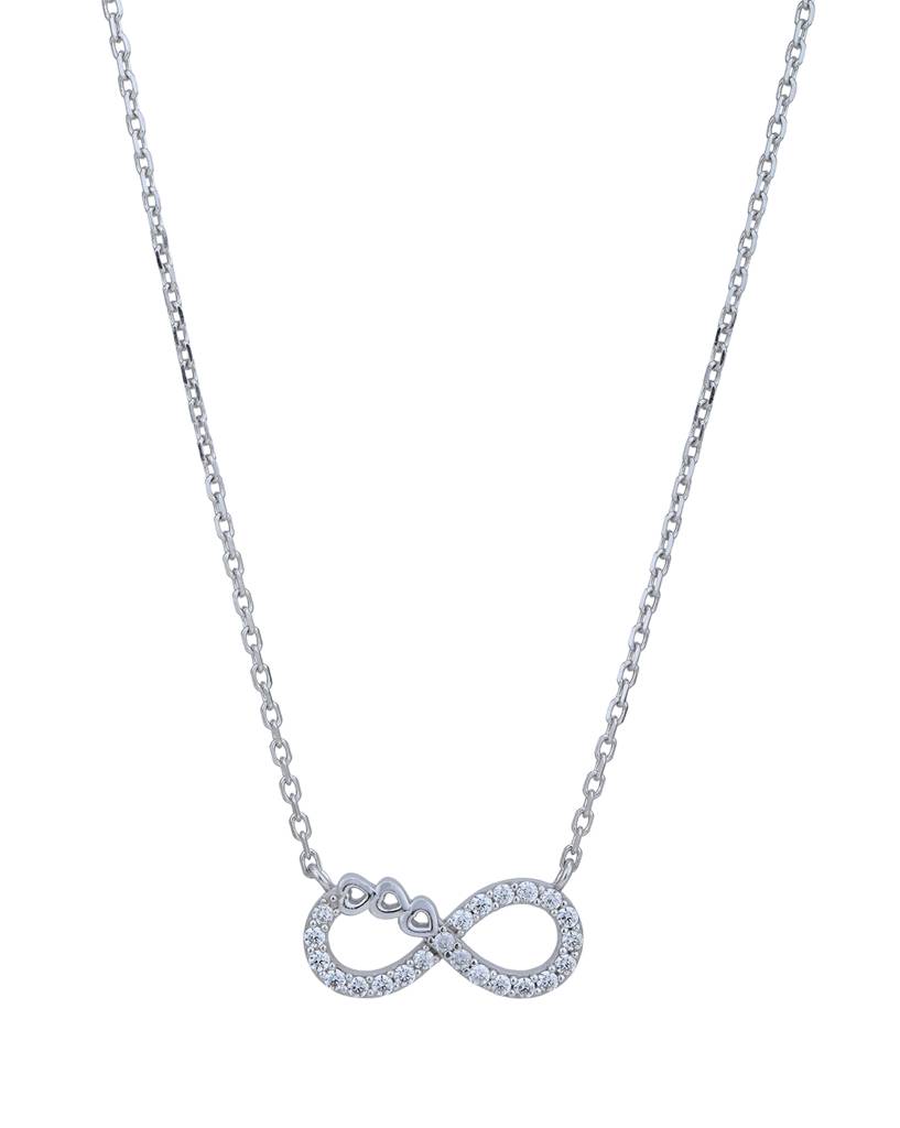 Carlton London Infinity Rhodium-Plated Cz Infinity Necklace : FJN4915