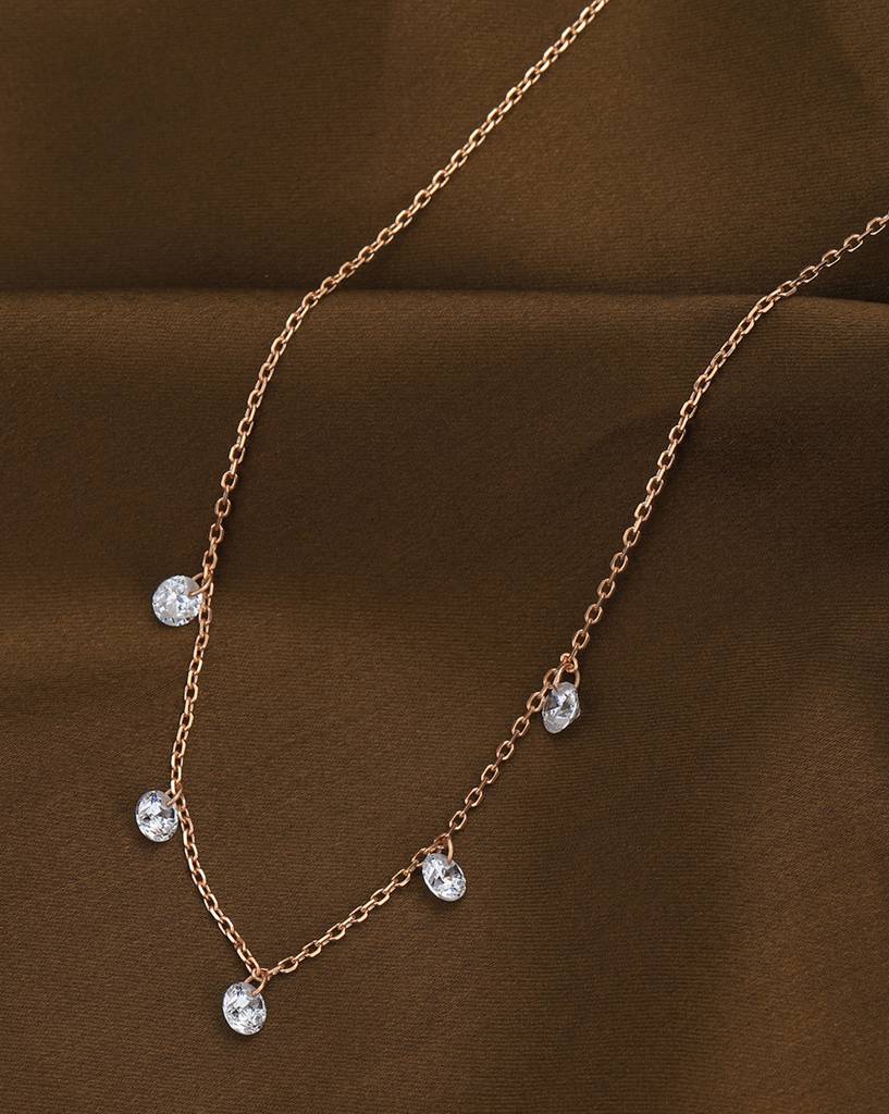 Carlton London 18Kt Rose Gold-Plated Cz Necklace : FJN4916
