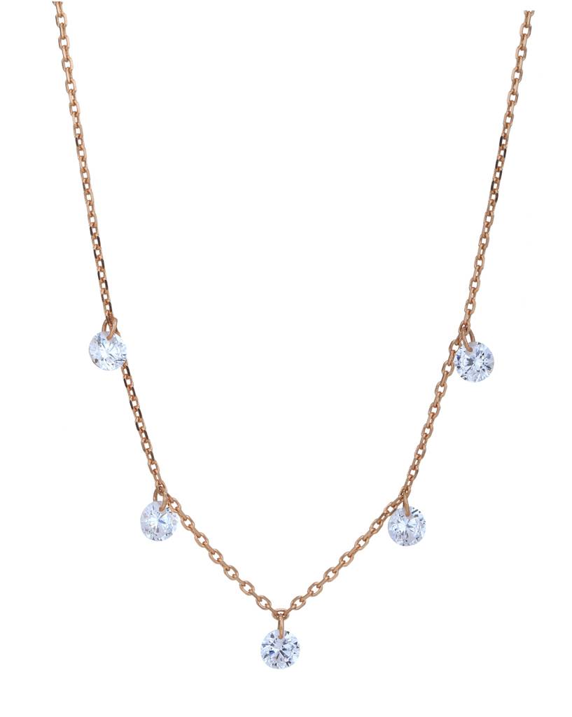 Carlton London 18Kt Rose Gold-Plated Cz Necklace : FJN4916