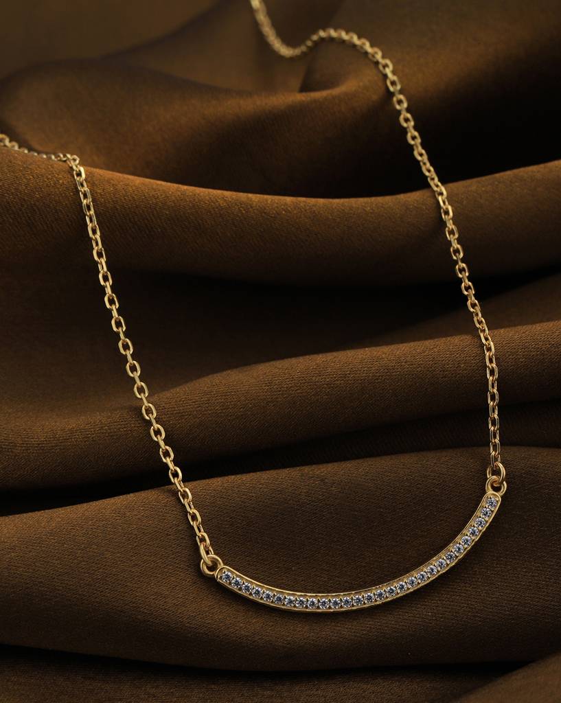 Carlton London 18Kt Gold-Plated Cz Bar Necklace : FJN4917