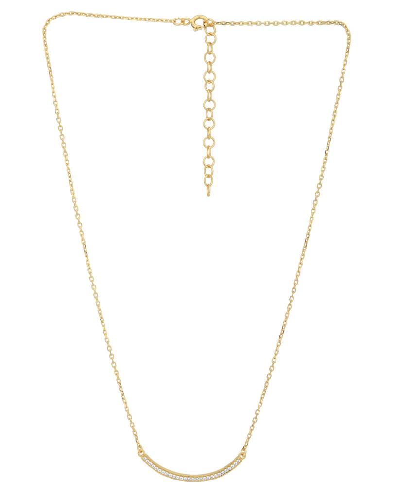 Carlton London 18Kt Gold-Plated Cz Bar Necklace : FJN4917