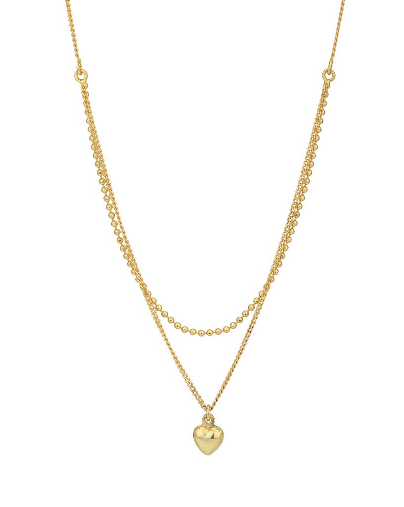 Carlton London 18Kt Gold Plated Dangling Heart Double Chain Necklace : FJN4936