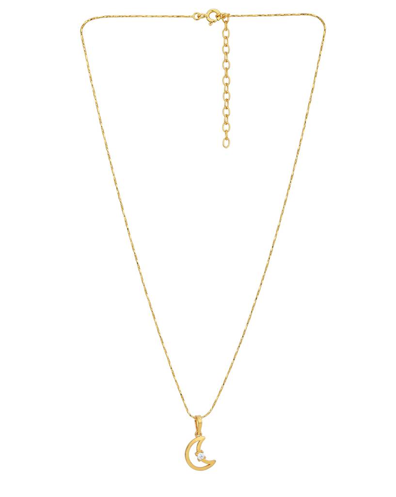 Carlton London 18Kt Gold Plated Cz Moon & Star Pendat With Chain : FJN4944
