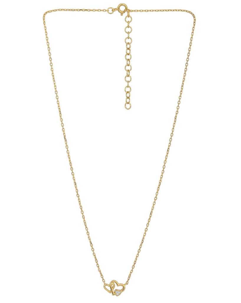 Carlton London 18Kt Gold Plated With Double Heart Cz Necklace : FJN5000