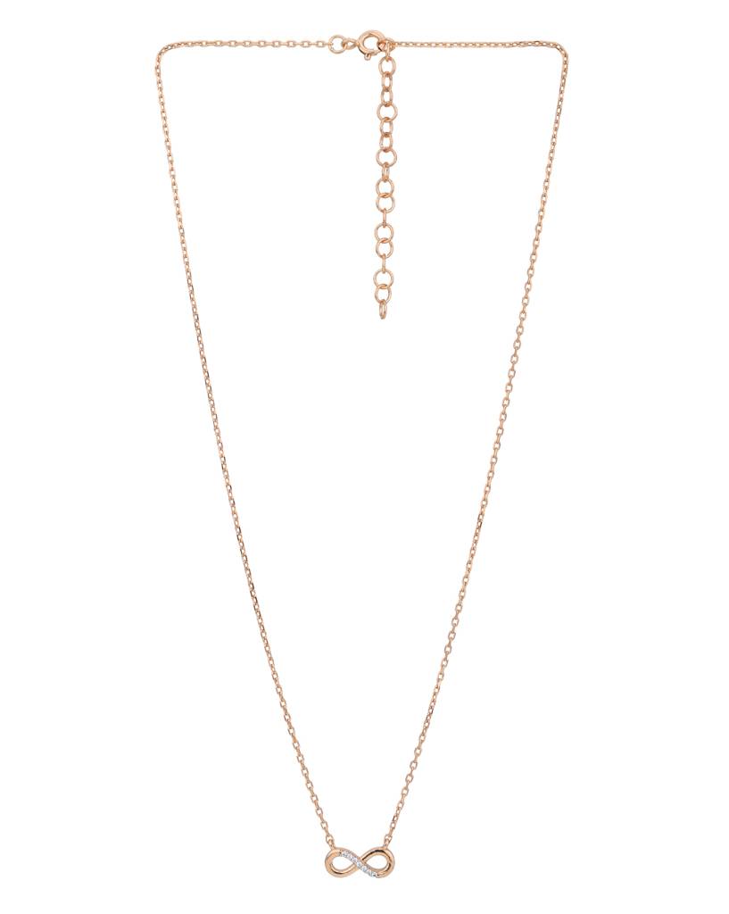 Carlton London 18Kt Rose Gold Plated With Cz Infinity Necklacel : FJN5001