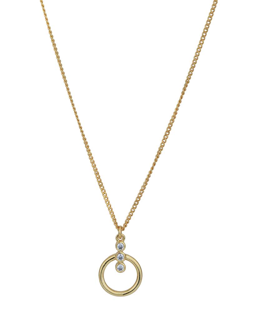 Carlton London 18Kt Gold Plated Cubic Zirconia Studded Circle & Bar Pendant With Chain : FJN5002
