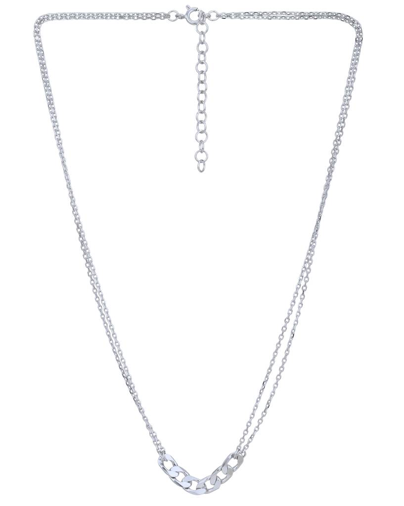 Carlton London Rhodium-Plated, Layered Necklace : FJN5005