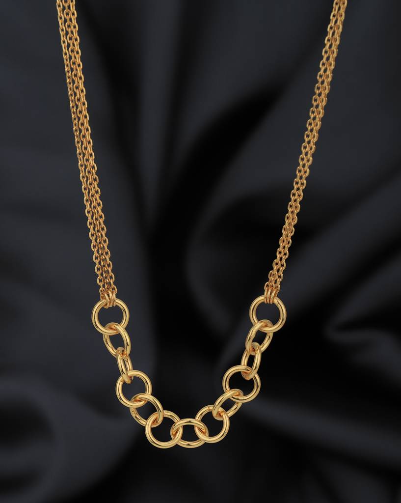 Carlton London 18Kt Gold Plated Double Chain Link Necklace : FJN5006