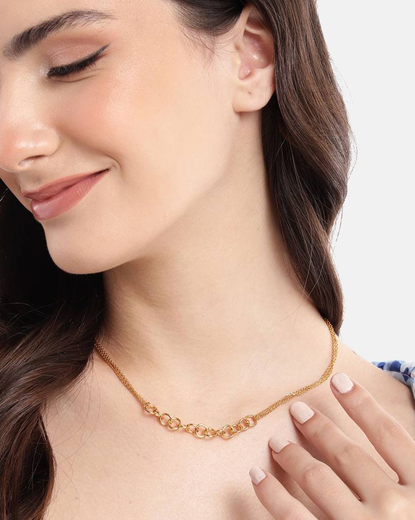 Carlton London 18Kt Gold Plated Double Chain Link Necklace : FJN5006