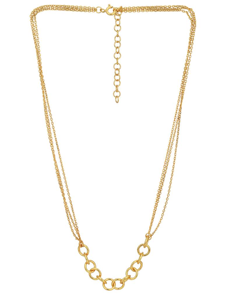 Carlton London 18Kt Gold Plated Double Chain Link Necklace : FJN5006