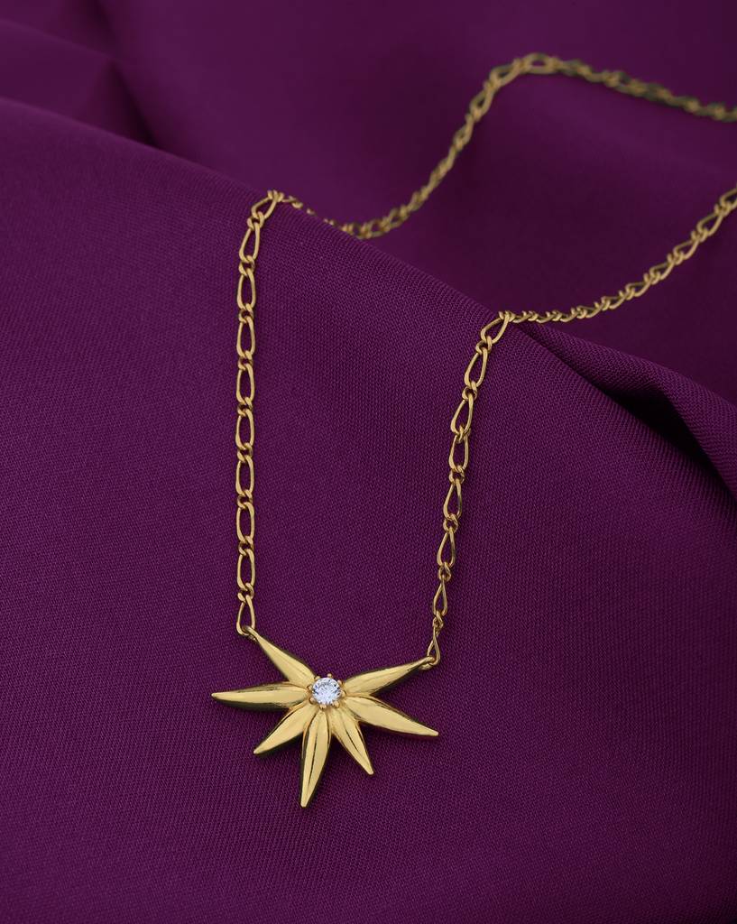 Carlton London 18Kt Gold Plated Star Burst With Cz Necklace : FJN5008