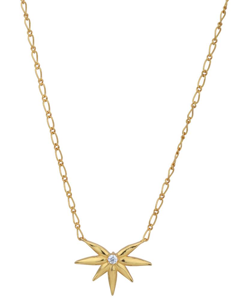 Carlton London 18Kt Gold Plated Star Burst With Cz Necklace : FJN5008