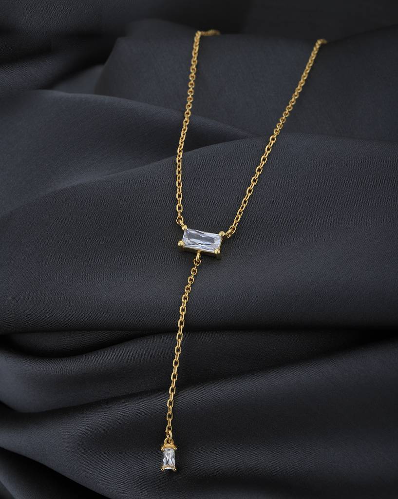 Carlton London 18Kt Gold Plated With Cz Lariat Necklace : FJN5011