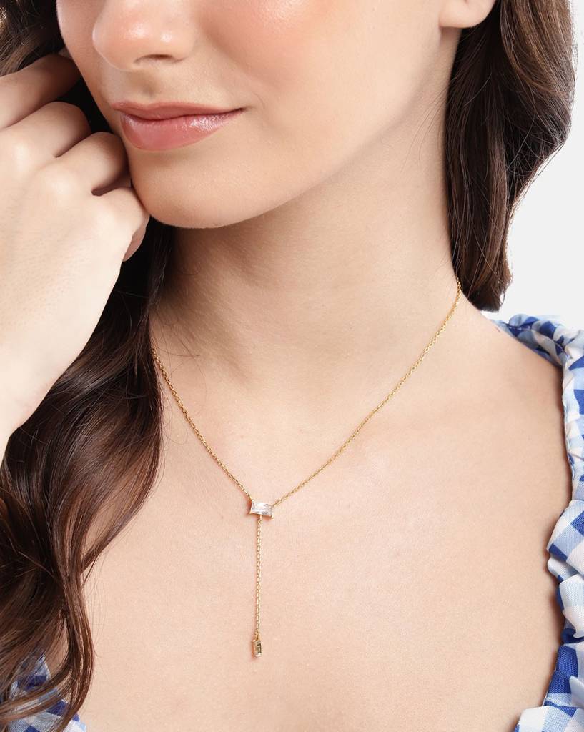 Carlton London 18Kt Gold Plated With Cz Lariat Necklace : FJN5011