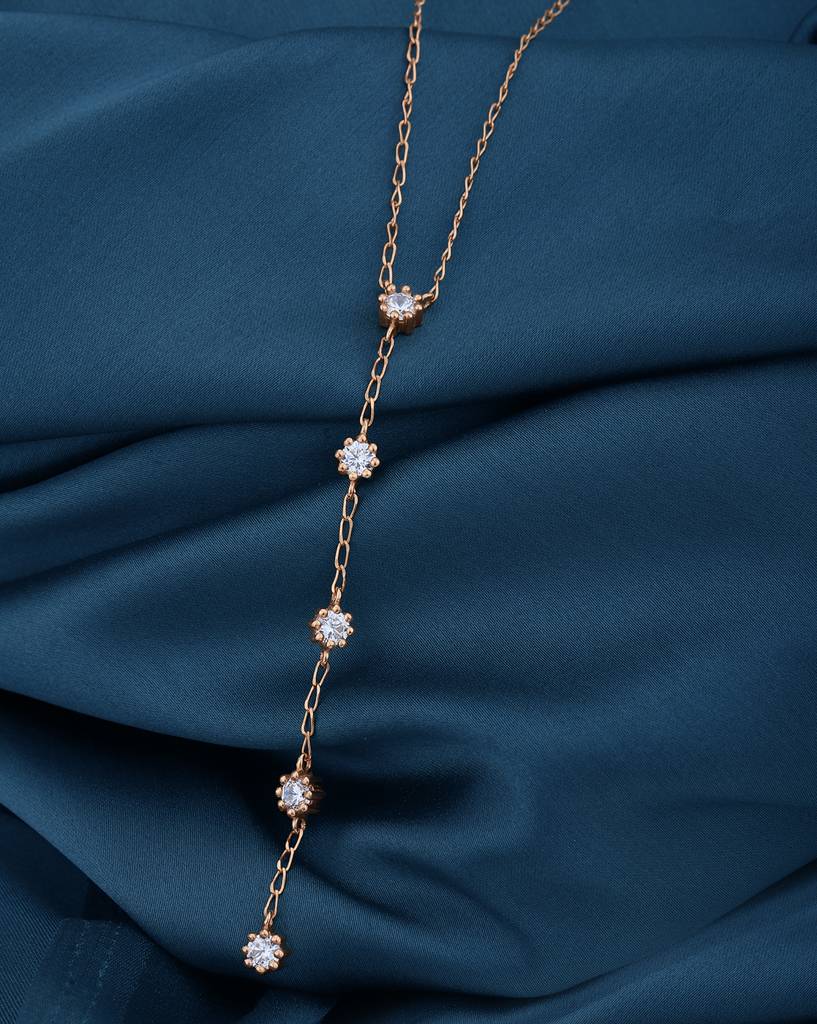 Carlton London 18Kt Rose Gold Plated With Cz Lariat Necklace : FJN5014