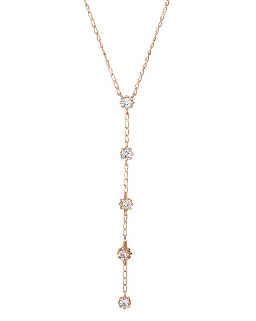 Carlton London 18Kt Rose Gold Plated With Cz Lariat Necklace : FJN5014