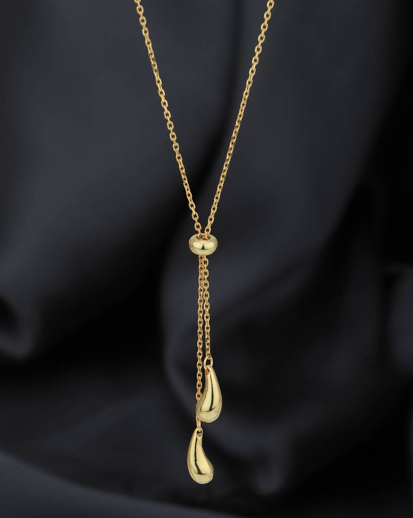 Carlton London 18Kt Gold Plated Dangling Teardrop Lariat Necklace