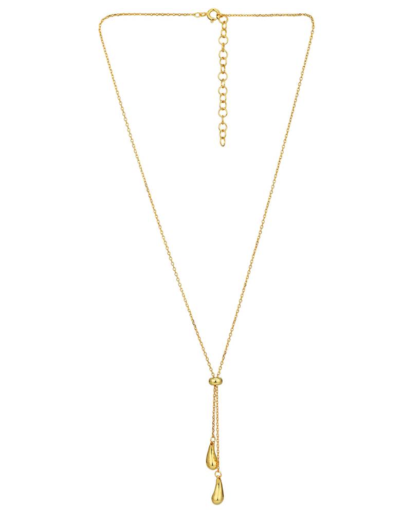 Carlton London 18Kt Gold Plated Dangling Teardrop Lariat Necklace : FJN5015