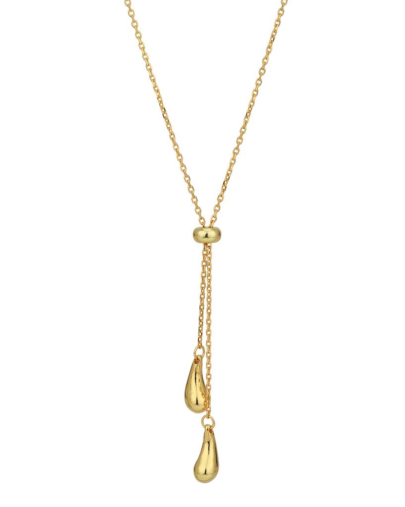 Carlton London 18Kt Gold Plated Dangling Teardrop Lariat Necklace : FJN5015