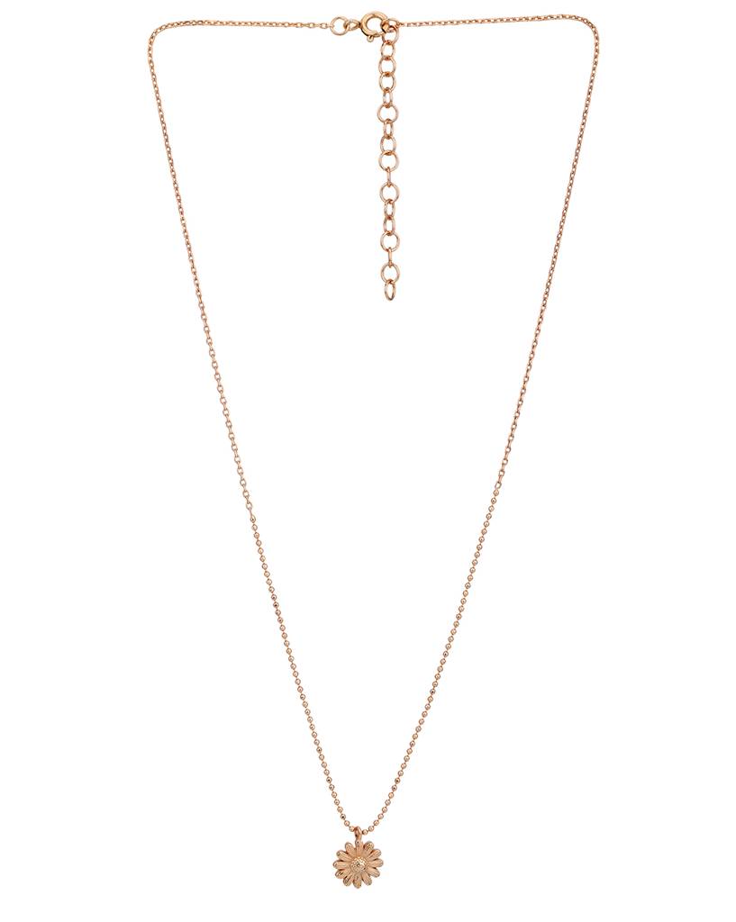 Carlton London 18Kt Rose Gold Plated Floral Pendant With Chain : FJN5017