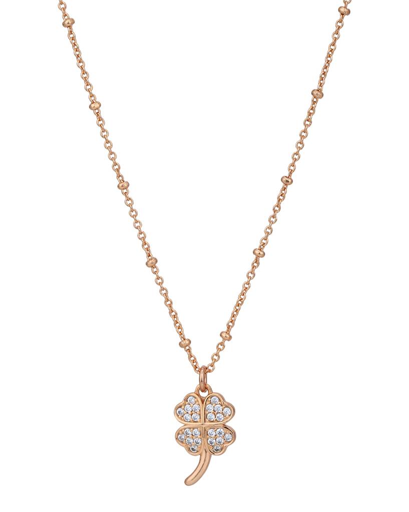 Carlton London 18Kt Rose Gold Plated With Cz Four Leaf Clover Pendant With Chain : FJN5018