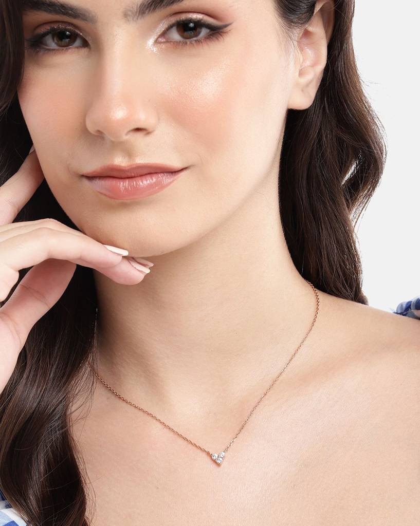 Carlton London 18Kt Rose Gold Plated With Cz Heart Necklace : FJN5020