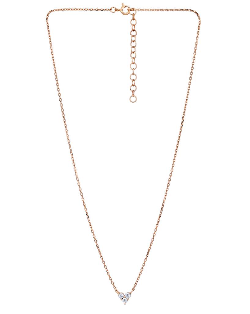 Carlton London 18Kt Rose Gold Plated With Cz Heart Necklace : FJN5020