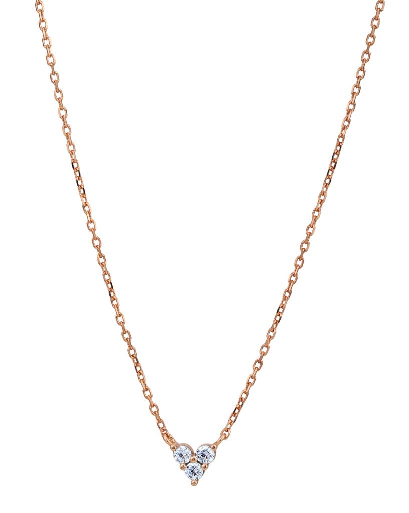Carlton London 18Kt Rose Gold Plated With Cz Heart Necklace : FJN5020