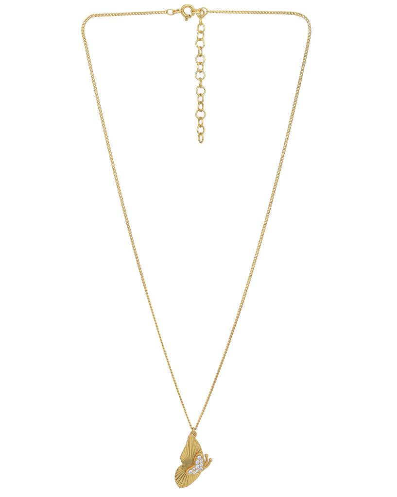 Carlton London 18Kt Gold Plated With Cubic Zirconia Studded Butterfly Pendant And Chain : FJN5025