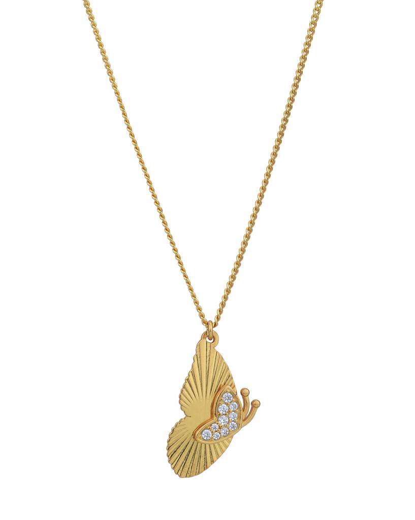Carlton London 18Kt Gold Plated With Cubic Zirconia Studded Butterfly Pendant And Chain : FJN5025