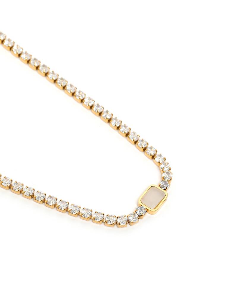 18Kt Gold Plated Cz Tennis Chain Necklace : FJN5395
