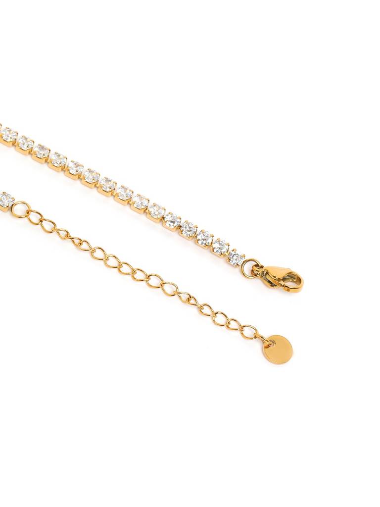 18Kt Gold Plated Cz Tennis Chain Necklace : FJN5395