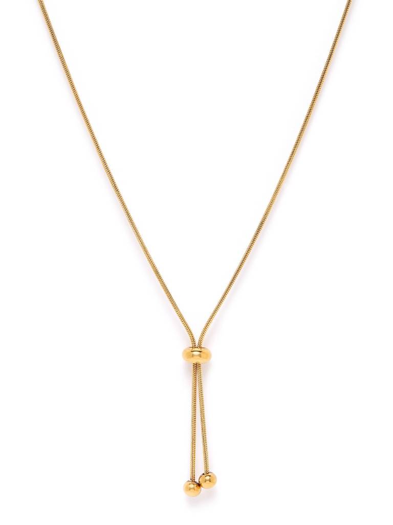 Gold Plated Oxidised Snake Chain Adjustable Necklace : FJN5396