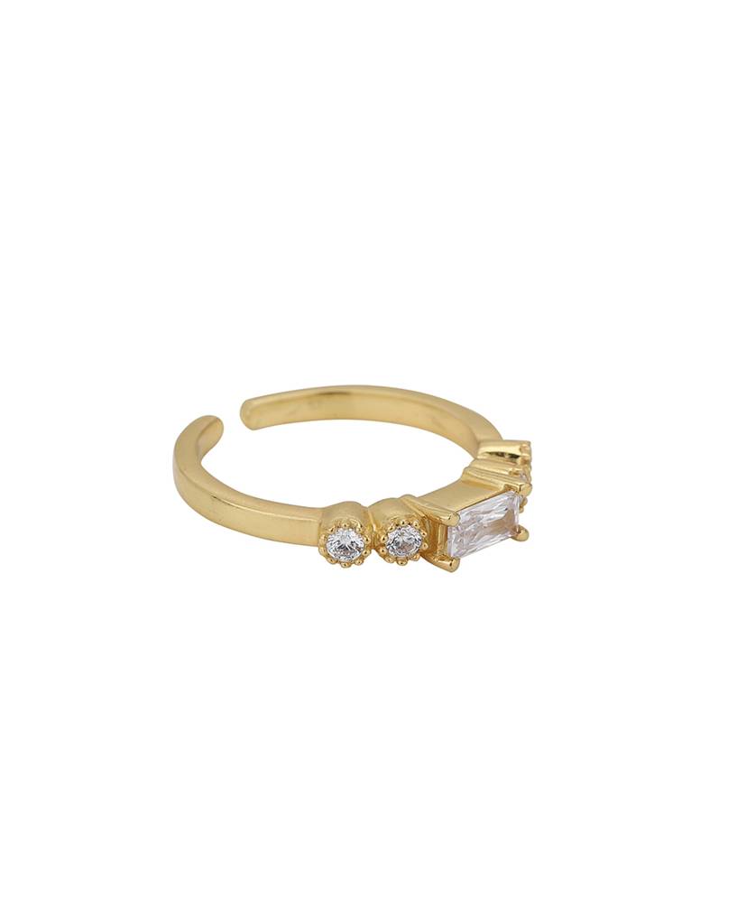 Carlton London Gold-Plated Cz Studded Adjustable Finger Ring : FJR3914