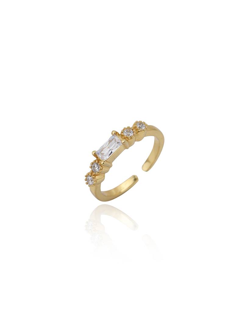 Carlton London Gold-Plated Cz Studded Adjustable Finger Ring : FJR3914